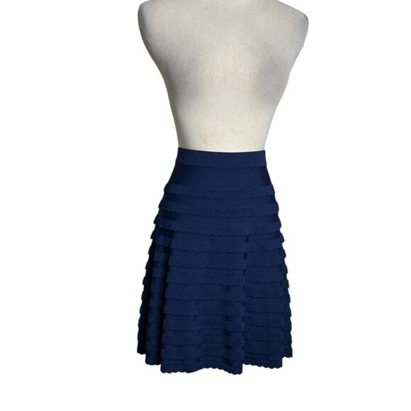 Lilly Pulitzer Navy Scalloped Tiered Ruffle A-Line Flare Knit Skirt Size Small - Picture 10 of 14